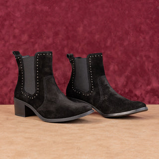 Paul Green Women Bailey Studded Black Suede Slip Chelsea Ankle Boots 9.5US AUS7