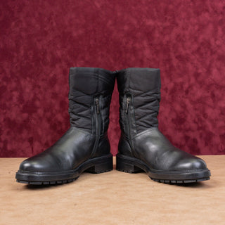 Aquatalia Lori Black Waterproof Slim Leather Zip Quilted Moto Ankle Boots sz 9.5