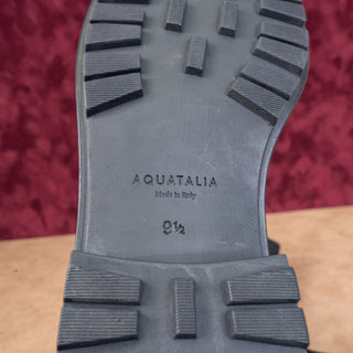 Aquatalia Lori Black Waterproof Slim Leather Zip Quilted Moto Ankle Boots sz 9.5