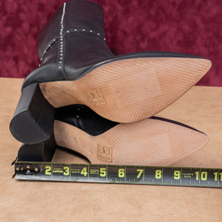 Paige Women Kelly Stud Fashion Party Black Leather Heel Pointy Tall Boots sz 10.5
