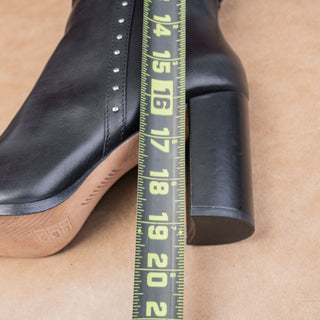 Paige Women Kelly Stud Fashion Party Black Leather Heel Pointy Tall Boots sz 10.5