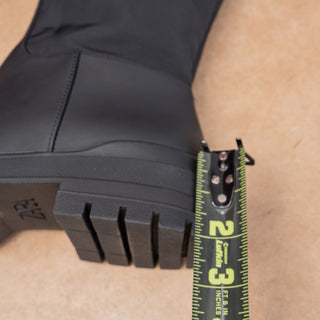 Zara Wmn Black Rubber Nylon Waterproof Wellies Festival Chunky Boots 9.5US EUR40