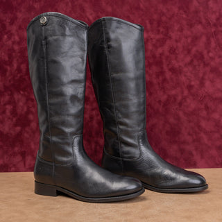 Frye Wmn Melissa Button Slip Black Leather Equestrian Classic Riding Boots sz 8
