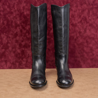 Frye Wmn Melissa Button Slip Black Leather Equestrian Classic Riding Boots sz 8