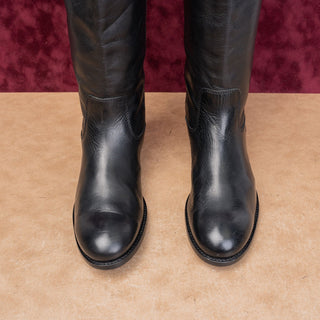 Frye Wmn Melissa Button Slip Black Leather Equestrian Classic Riding Boots sz 8