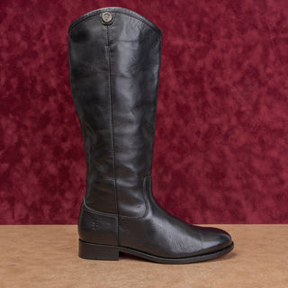 Frye Wmn Melissa Button Slip Black Leather Equestrian Classic Riding Boots sz 8