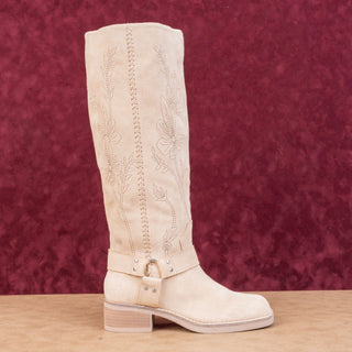 Lucky Brand Women Kujon Beige Suede Harness Riding Moto Tall Boots 5.5US EUR36