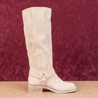 Lucky Brand Women Kujon Beige Suede Harness Riding Moto Tall Boots 5.5US EUR36