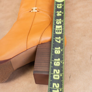 Sam Edelman Women Els Wide Calf Dress Caramel Leather Zip Fashion Tall Boots 10