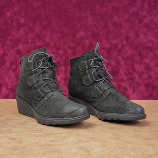 Sorel Women Toronto Waterproof Black Suede Lace-up Wedge Ankle Boots sz 9
