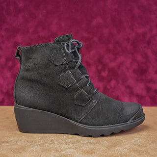 Sorel Women Toronto Waterproof Black Suede Lace-up Wedge Ankle Boots sz 9