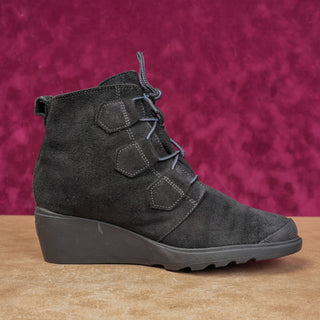 Sorel Women Toronto Waterproof Black Suede Lace-up Wedge Ankle Boots sz 9