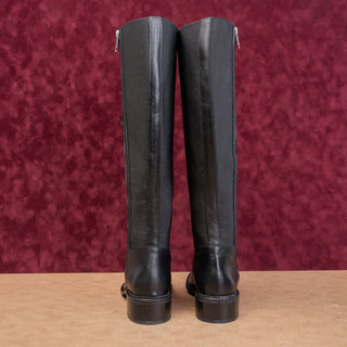 Aquatalia Women Black Leather Stretch Riding Equestrian Tall Boots sz 9.5