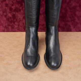 Aquatalia Women Black Leather Stretch Riding Equestrian Tall Boots sz 9.5