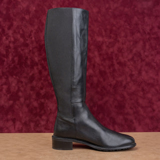 Aquatalia Women Black Leather Stretch Riding Equestrian Tall Boots sz 9.5