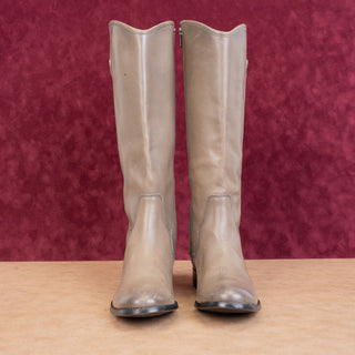 Frye Women Melissa Button 2 Stone Grey Leather Zip Equestrian Riding Boots sz 8