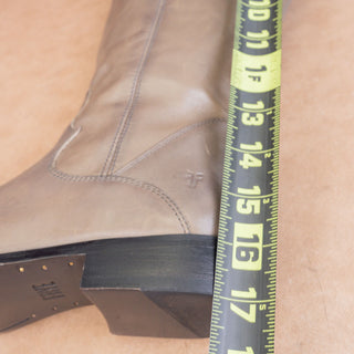 Frye Women Melissa Button 2 Stone Grey Leather Zip Equestrian Riding Boots sz 8