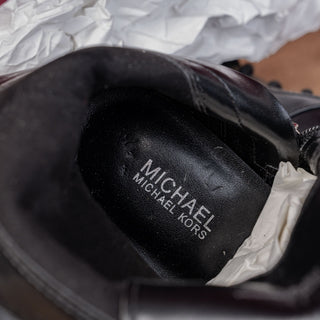 Michael Kors Women Tatum Vegan Black Leather MK Logo Combat Boots size 6.5