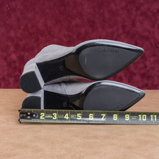 Calvin Klein Women Finch Grey Suede Pointy Toe Ankle Boots Size 9