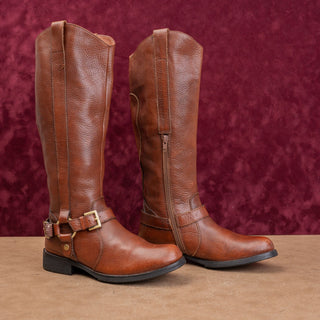 Miz Mooz Women Vintage Y2K Moto Festival Brown Leather Zip Fashion Boots sz 6
