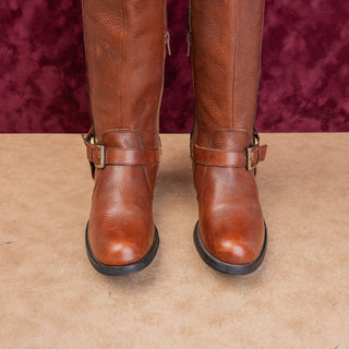 Miz Mooz Women Vintage Y2K Moto Festival Brown Leather Zip Fashion Boots sz 6