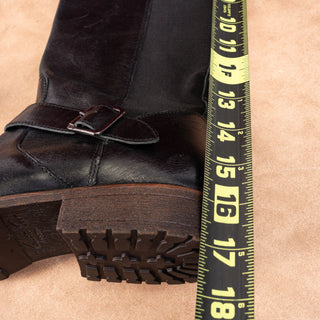 Kenneth Cole NY Women Buckle Black Leather Riding Moto Tall Fashion Boots sz 9