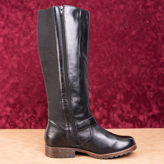 Kenneth Cole NY Women Buckle Black Leather Riding Moto Tall Fashion Boots sz 9
