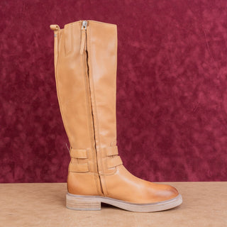 Sam Edelman Women Freda Riding Back Zip Equestrian Cashew Leather Boots sz 8
