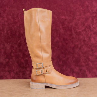 Sam Edelman Women Freda Riding Back Zip Equestrian Cashew Leather Boots sz 8