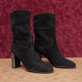 Free People Women Black Suede Slouch Fashion Boho Heel Round Boots 9.5US EUR40