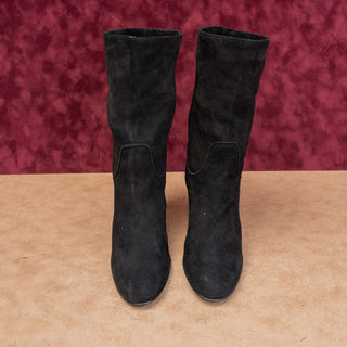 Free People Women Black Suede Slouch Fashion Boho Heel Round Boots 9.5US EUR40