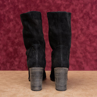 Free People Women Black Suede Slouch Fashion Boho Heel Round Boots 9.5US EUR40