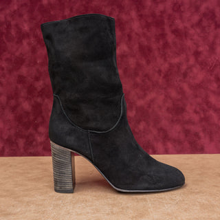 Free People Women Black Suede Slouch Fashion Boho Heel Round Boots 9.5US EUR40