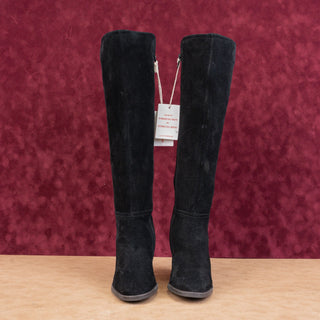 Lucky Brand Women Black Suede Western Cowboy Zip Knee Boots Sz 5 EUR 36