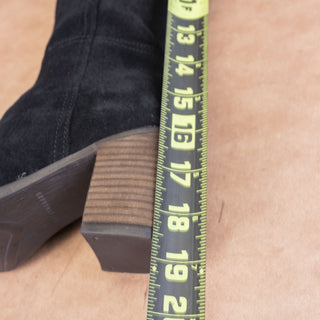 Lucky Brand Women Black Suede Western Cowboy Zip Knee Boots Sz 5 EUR 36