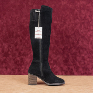 Lucky Brand Women Black Suede Western Cowboy Zip Knee Boots Sz 5 EUR 36