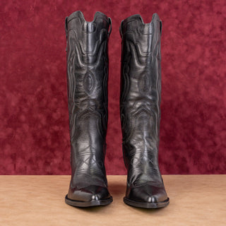 Sam Edelman Women James Black Wide Calf Leather Western Cowboy Knee Boots sz 8