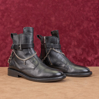 Zadig & Voltaire Women Laure Black Leather Strap Moto Ziop Ankle Boots 8US EUR38