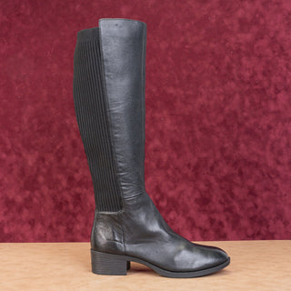 Kenneth Cole NY Women Leanna Black Leather Stretch Riding Fashion Knee Boots sz 9.5