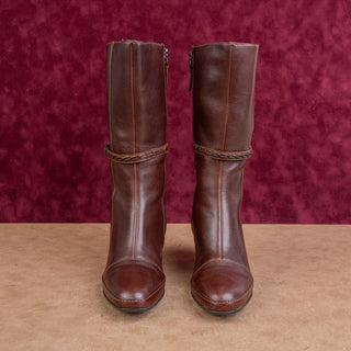 Clarks Artisan Women Vintage Y2K Retro Brown Leather Zip Heel Ankle Boots sz 6