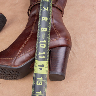 Clarks Artisan Women Vintage Y2K Retro Brown Leather Zip Heel Ankle Boots sz 6