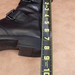 Emanuele Crasto Wmn Black Italian Leather Strap Buckle Zip Ankle Boots 9US EUR39