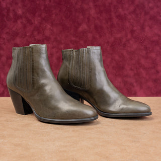 Ecco Women Modern Cowboy Western Dark Green Leather Ankle Boots 10M EUR41