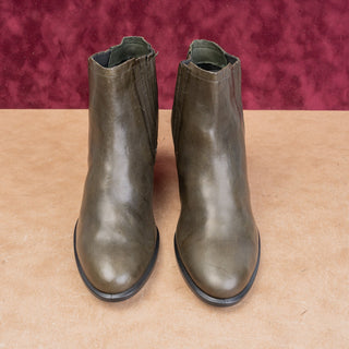 Ecco Women Modern Cowboy Western Dark Green Leather Ankle Boots 10M EUR41