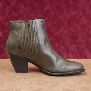 Ecco Women Modern Cowboy Western Dark Green Leather Ankle Boots 10M EUR41