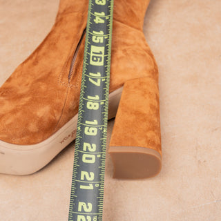 Sam Edelman Women Clarem Brown Suede Fashion Zip  Square Toe Boots sz 9