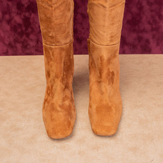Sam Edelman Women Clarem Brown Suede Fashion Zip  Square Toe Boots sz 9