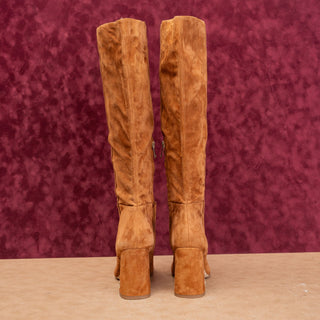 Sam Edelman Women Clarem Brown Suede Fashion Zip  Square Toe Boots sz 9