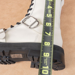 Dolce Vita Women Ronson Offwhite Leathe Lace-up Strap Combat Boots sz 7