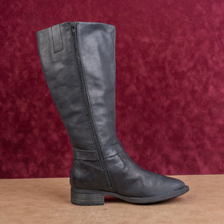 Born Women Saddler Black Leather Farm Barn Riding Wide Calf Knee Boots sz 8.5